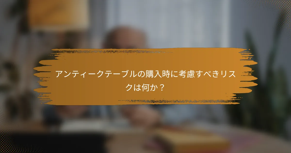 アンティークテーブルの購入時に考慮すべきリスクは何か？